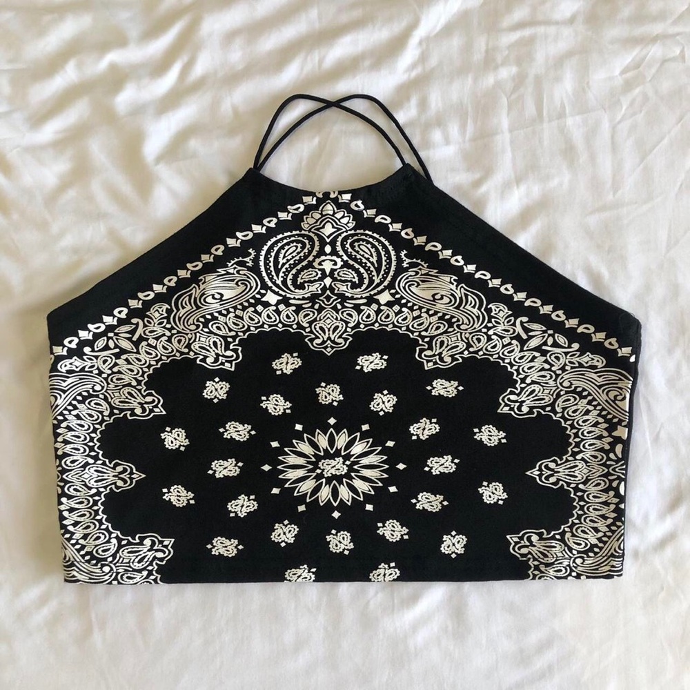 Black Bandana Crop Top